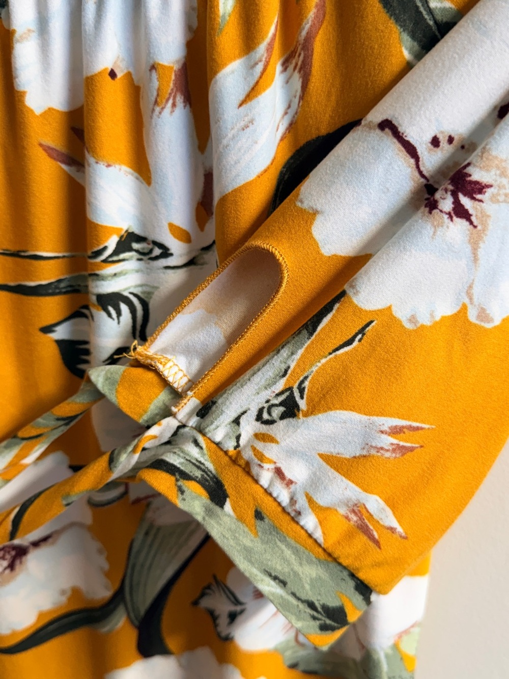 Derek Heart Mustard Yellow and Olive Floral Top #22 - Picture 4 of 5